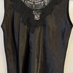Sleek Black Lace Detail Chemise Size Small
